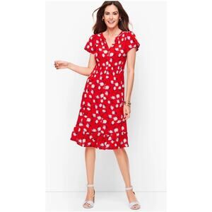 Talbots Red Floral V‑Neck Midi Dress